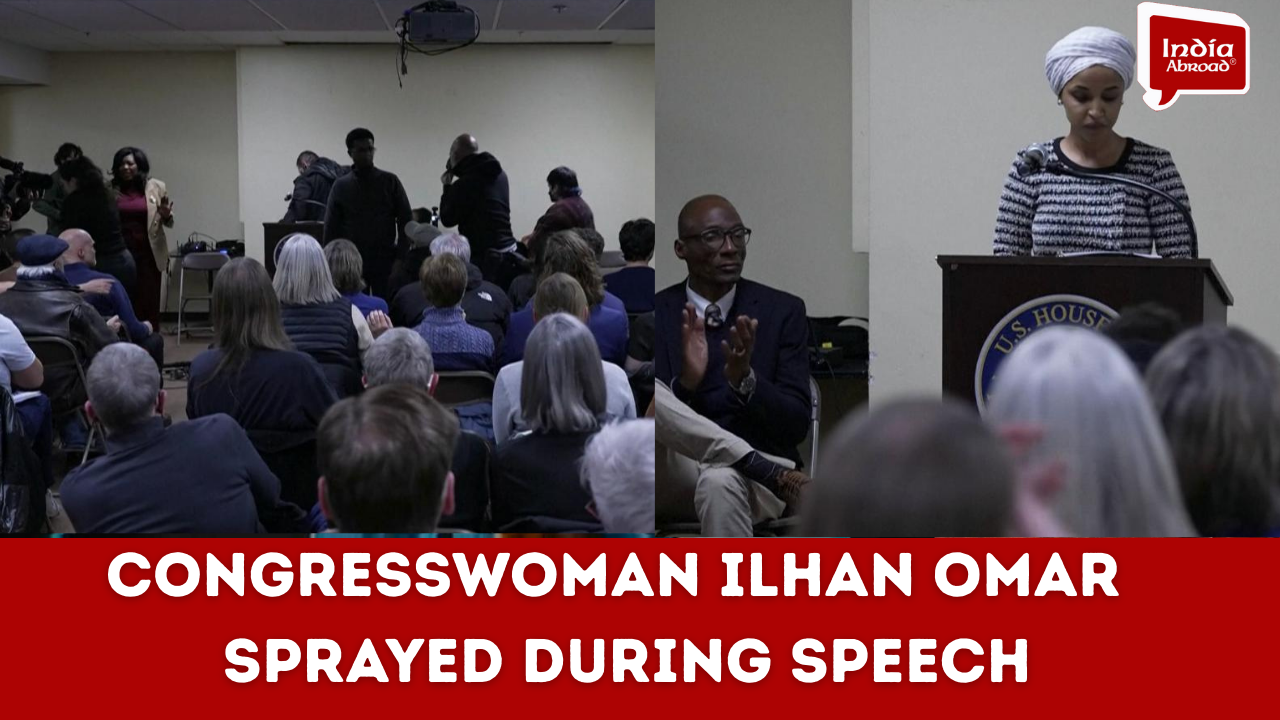 Congresswoman Ilhan Omar sprayed with substance during speech